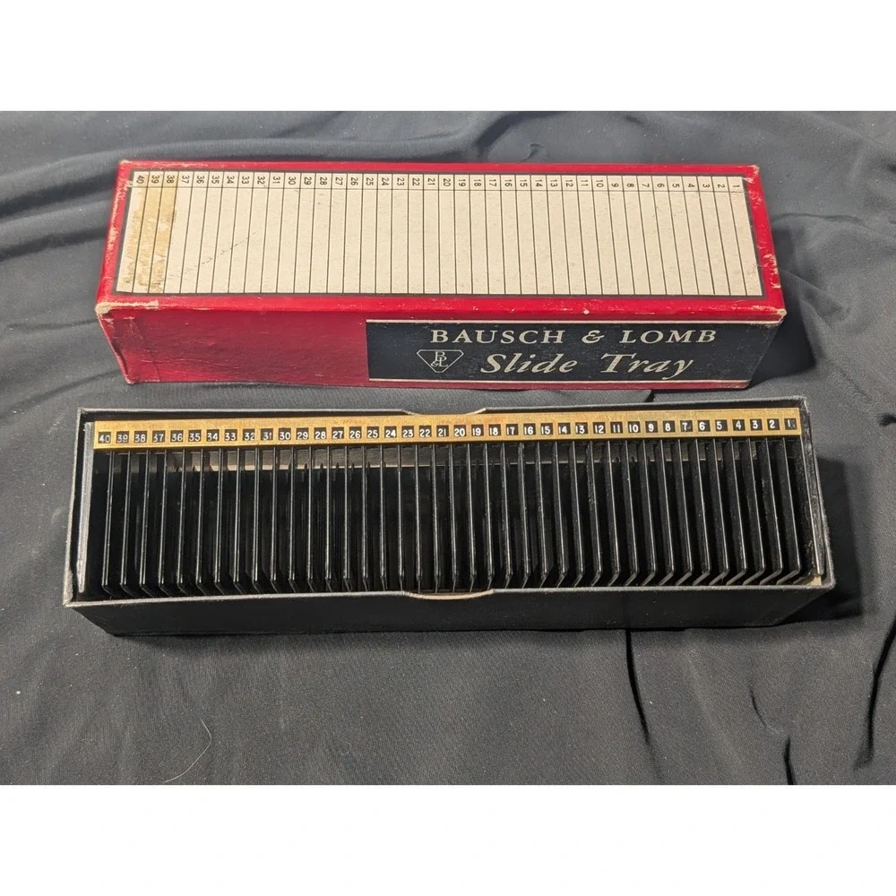VTG Bausch & Lomb 35mm Slide Tray 40 Capacity w/ Box Vintage Photography Storage